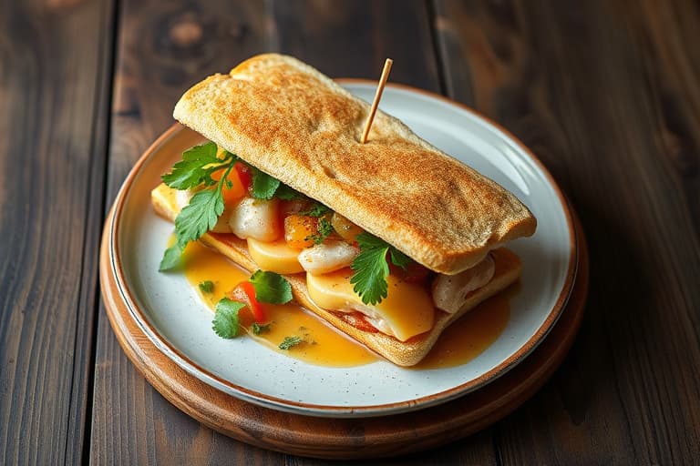 Pralin-iskrem-sandwicher med blandet fruktkompott