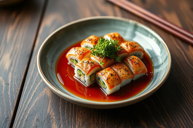 Japansk syltetøyrull, håndruller og temakisushi