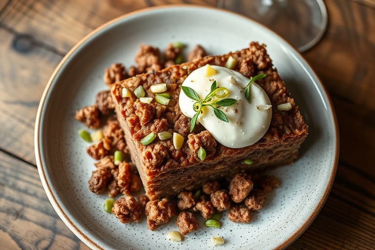 Kjøttkake med Cocoa Krispies-crunch og asparges-salat