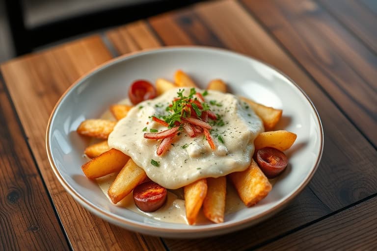 BC sjømat chowder poutine