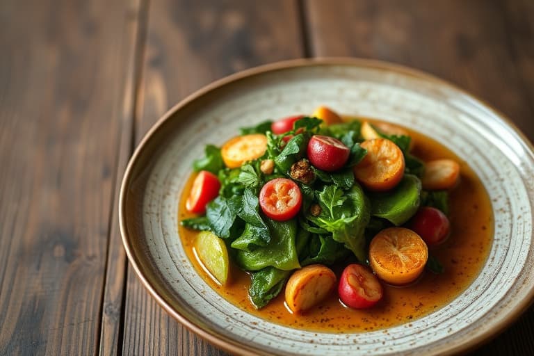Collards med gylne rosiner og mandler, sautert