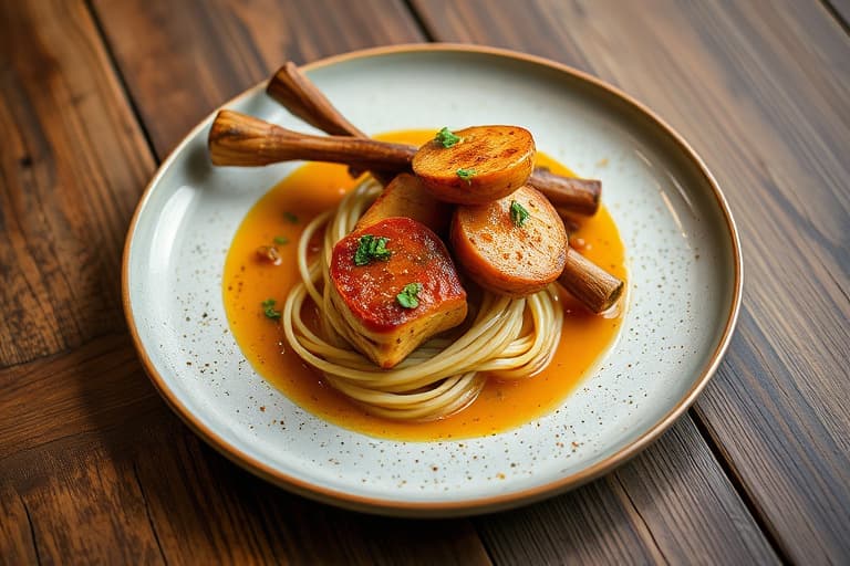 Cajun-stekte kamskjell med ovnsbakte løker og fennikelkonsommé