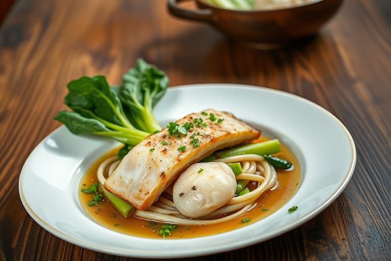 Asiatisk dampet snapper med baby bok choy