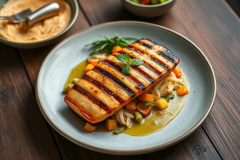 Grillede Maine-hummerhaler med curry- og mangobutter, servert med grønn papayasalat