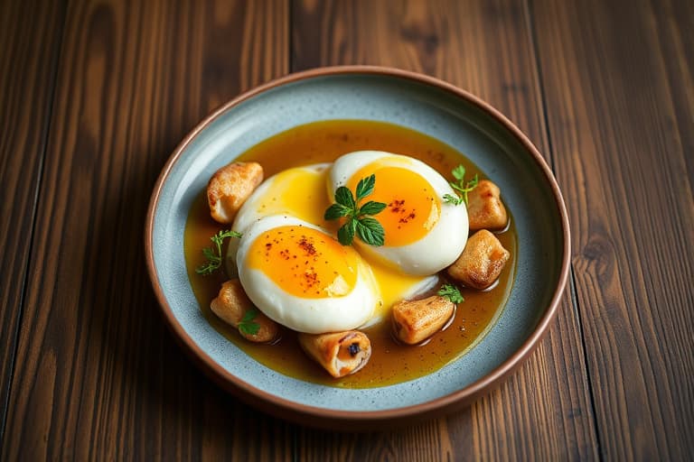 Marengsegg med pistasjkrems og sjokoladesaus