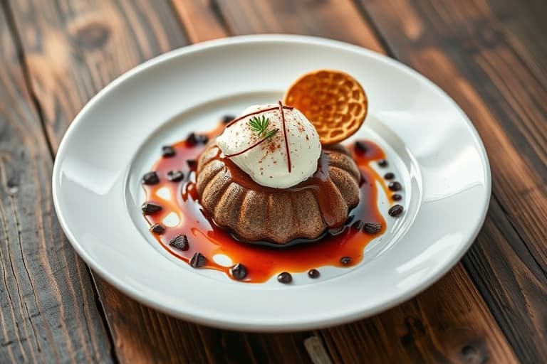 Mandel- og sjokoladekrem med pisket krem i lagvis dessert