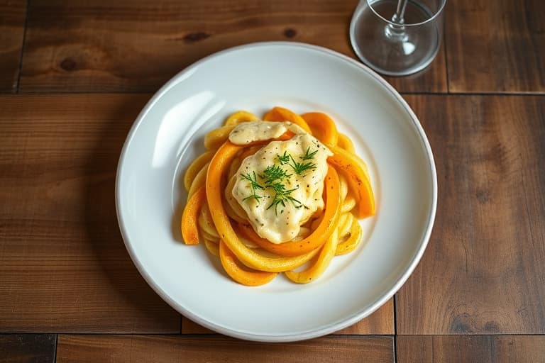 Kylling- og squash-alfredo