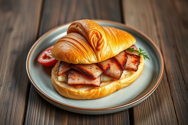 Pølse- og ostecroissant-sandwich