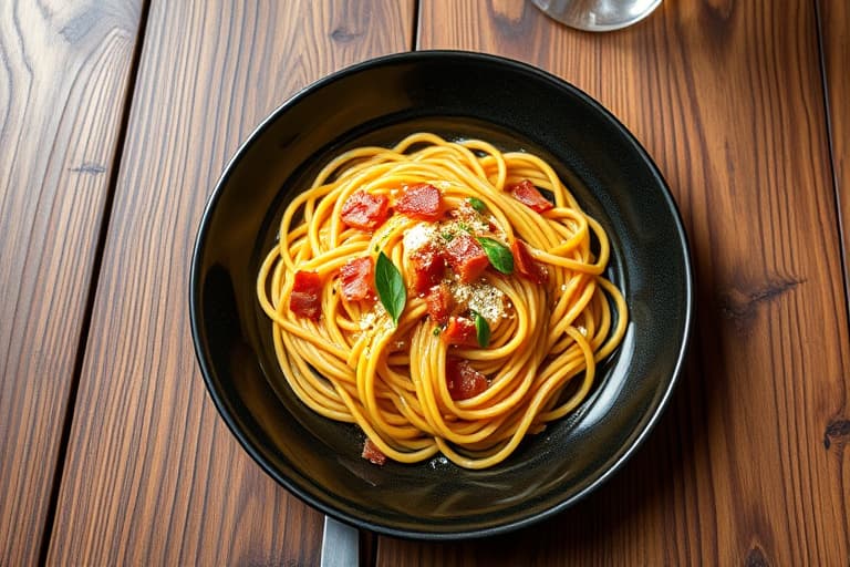 Pancetta- og baconpasta