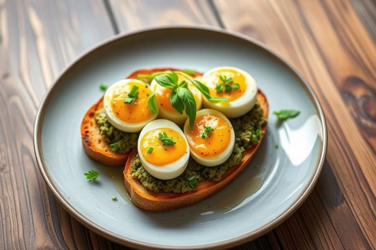 Calabriske eggerøre med jalapeño-pesto bruschetta