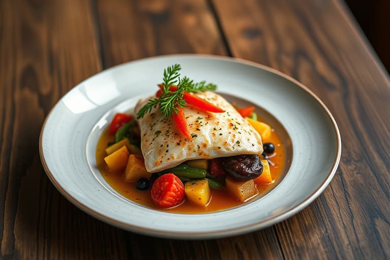 Søt og sur fiskegrateng