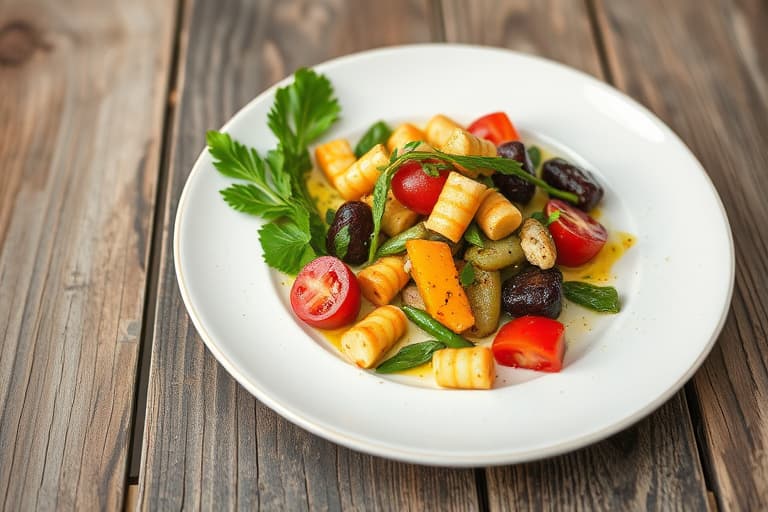 Vårmedley-salat med bringebærvinaigrette