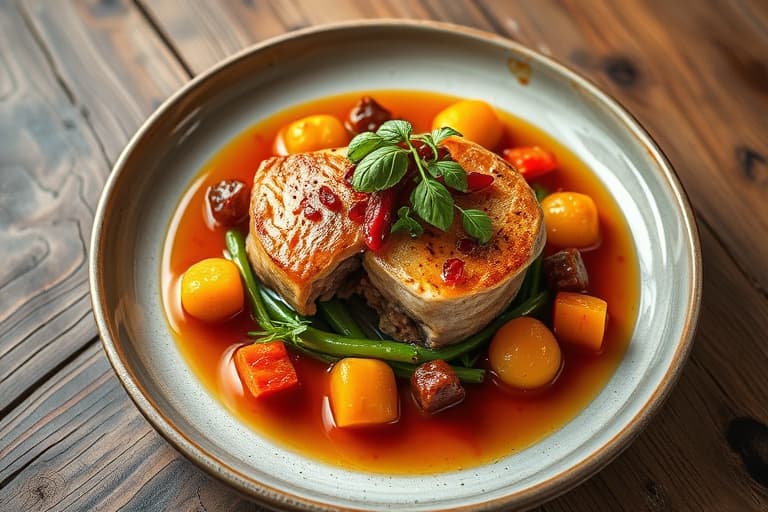 Ristet lammelår med serrano-chili, mynte-gelé og ovnsbakte småpoteter