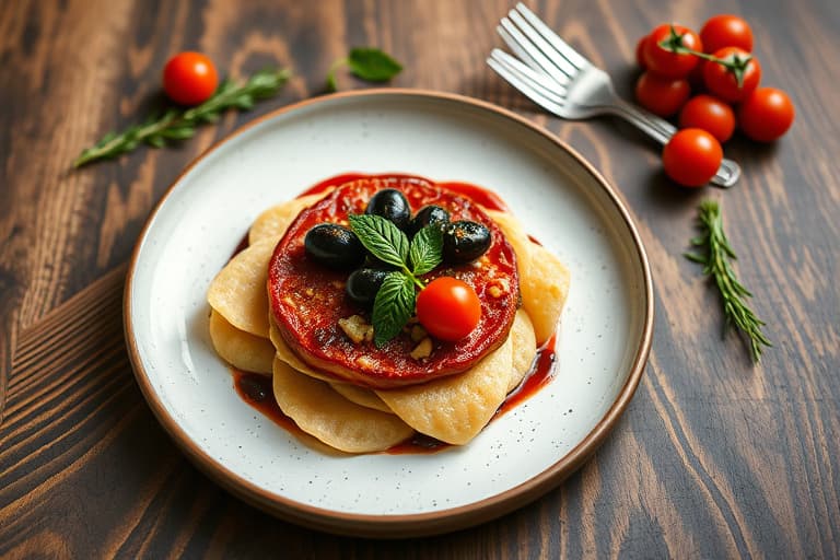 Spinattortel med cherrytomater og svarte oliven