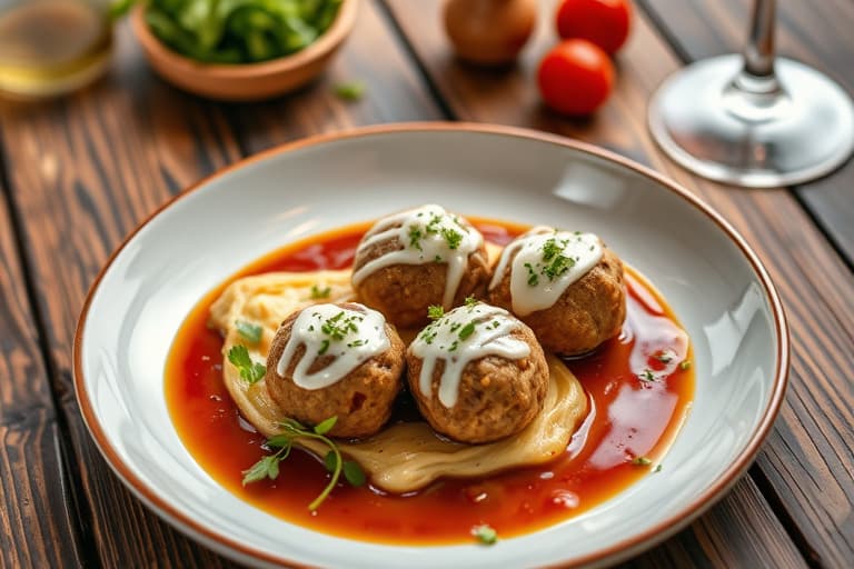 Røykfargede colaglaserte kjøttboller