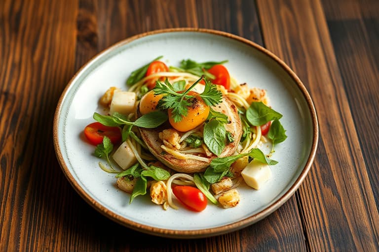 Sautert rekesalat med vårløk og sylteagurkvinaigrette