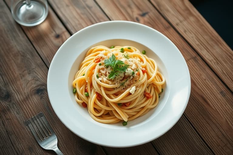 Pasta med hvitløk og savoykålstrimler