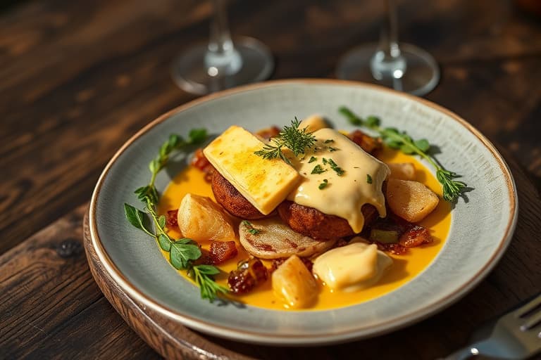 Gouda- og øl-fonduebolle med brødskål