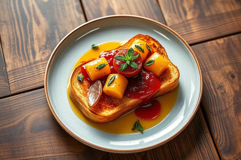 Krémkarmelisert fransk toast med sprudlende jordbær