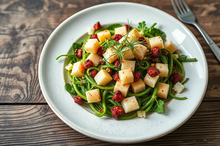 Persille- og ruccolasalat med sopp og parmesanflak