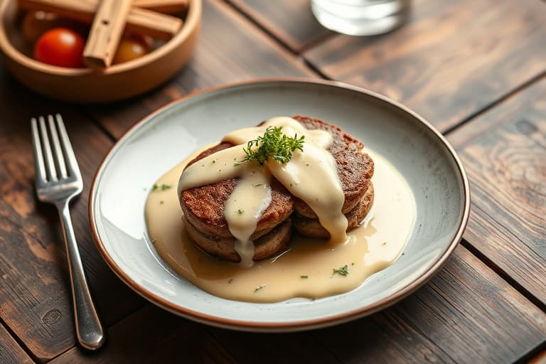 Sjokoladesmåkaker med hvit sjokoladesaus