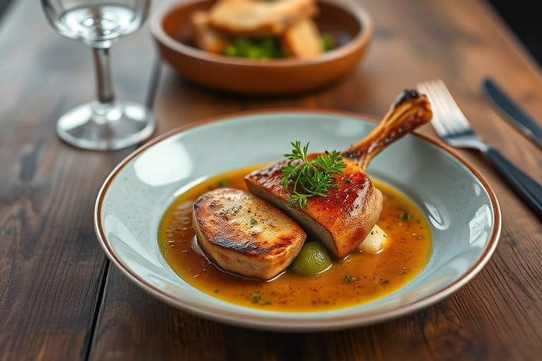 Cajun-stekte kamskjell med ovnsbakt løk- og fennelkonsommé