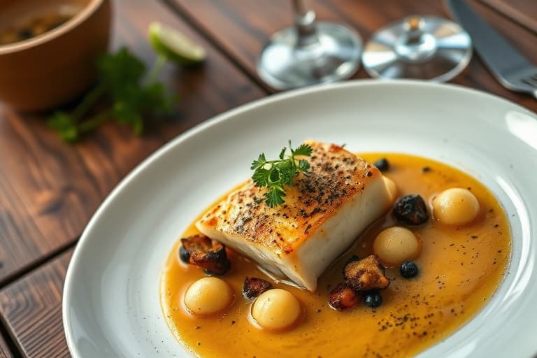 Filét av sole Veronique sautert med druer, champagne og fløte