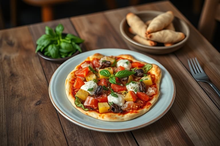 Spekk- og sennepsgrønnsakspizza