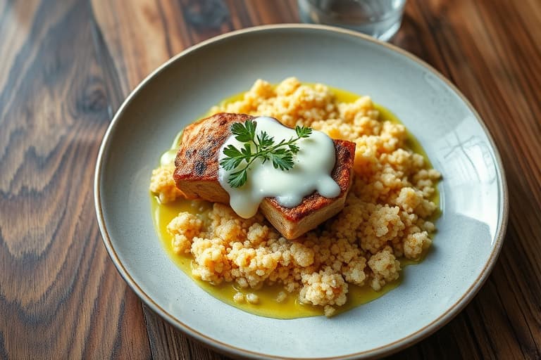 Stekte kjøttspyd med yoghurtsaus og sitron-oliven couscous