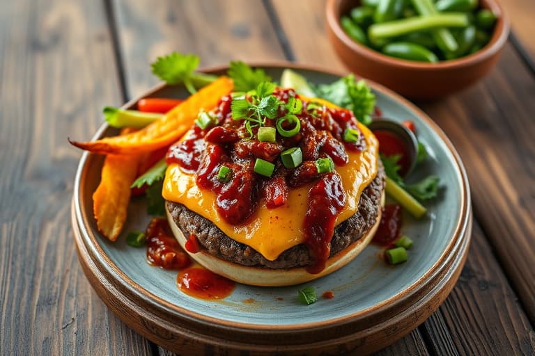 Grønne chili-cheeseburger