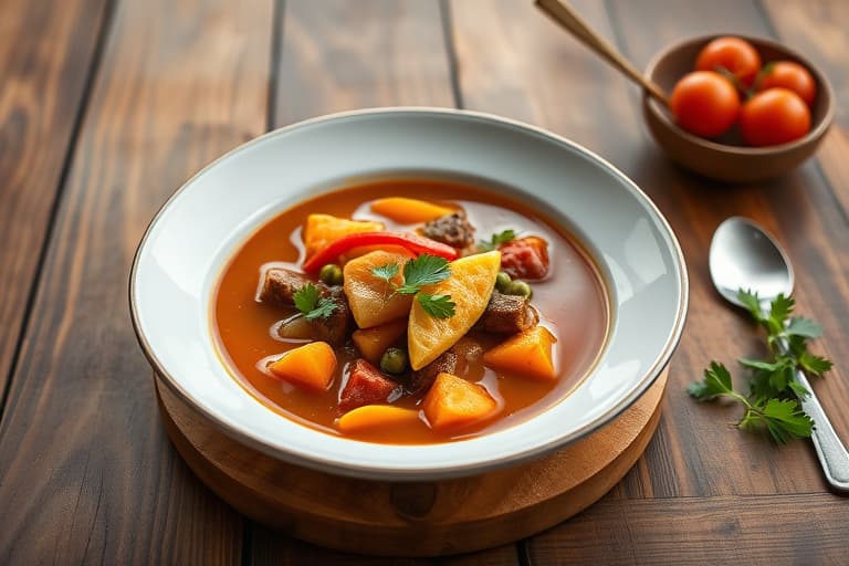 Krydret potetsuppe med spinat og tomat