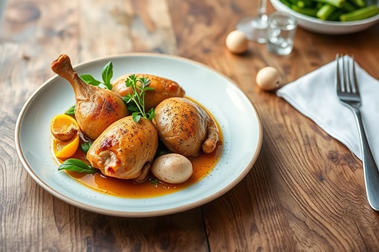 Clementine- og tranebærglasert Cornish game hens