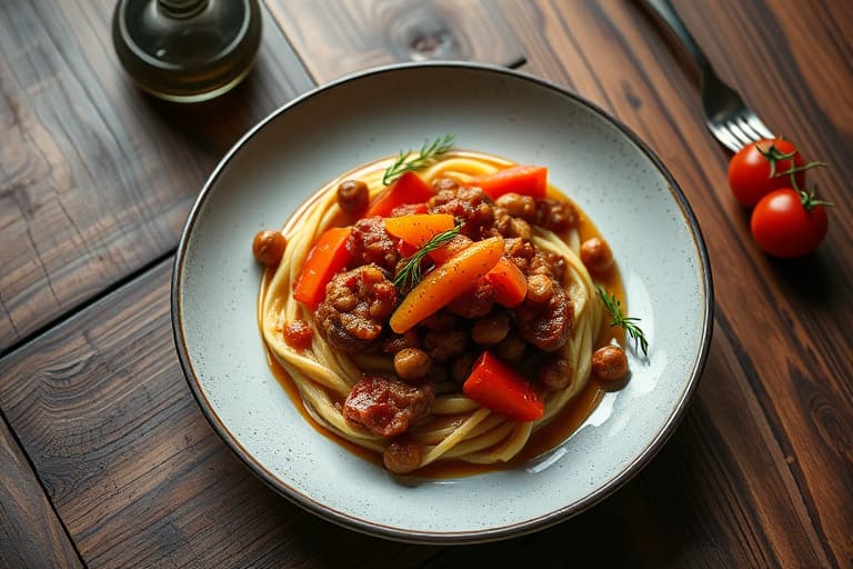 Balinesisk and med rotgrønnsakmos og varm eksotisk fruktsalsa