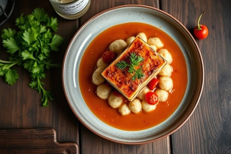 Pochert torsk med hummer, trøffel og pepperrot