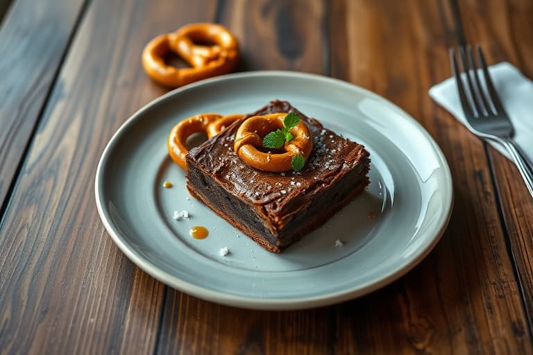 Peanøttsmørbrownies med saltede pretzels