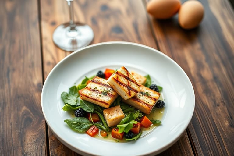 Spinat- og grønnsakssalat med grillede middelhavsgrønnsaker