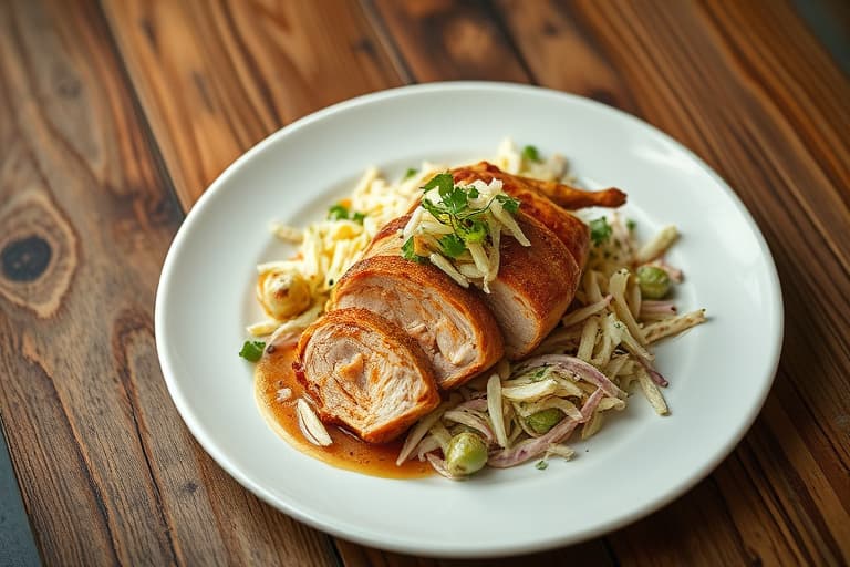 Saftig pulled kylling med krydret coleslaw