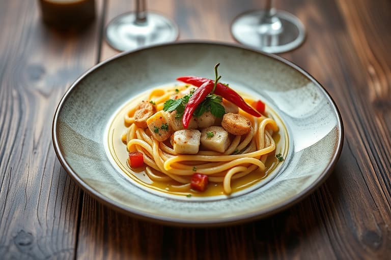 Hummercroutoner med gyllent hvitløk og chili, servert med surdeigsbrød