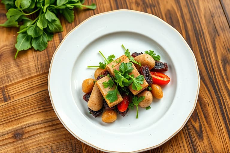 Salat med sort og blå lammefilet, pistasj og rucola