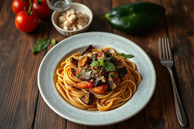 Antonias pasta med aubergine (eggplant)