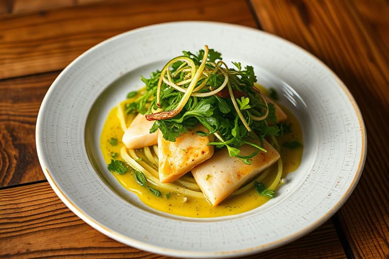 Fennikel, endivie og frisée med Castelvetrano-oliven, sjalottløk og sitron