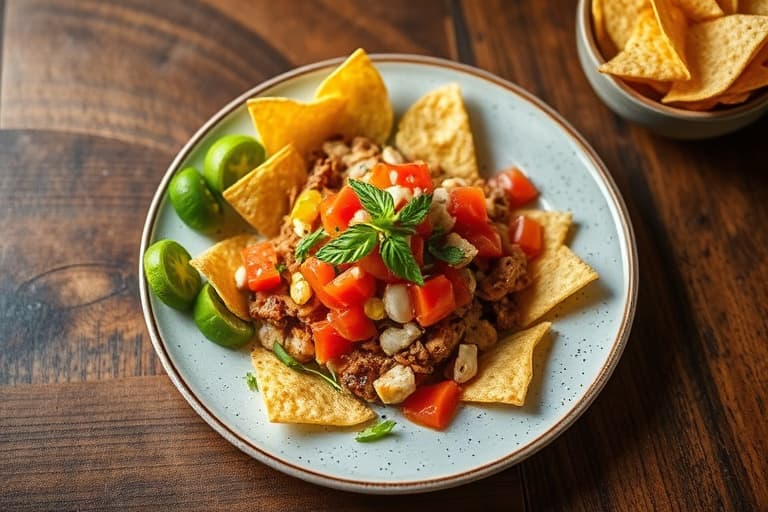 Høyre innendørs taco-salat og chips