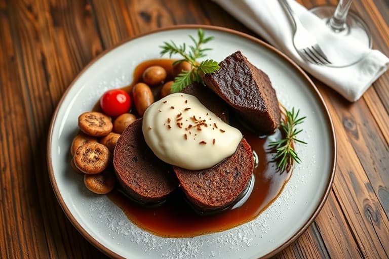Sjokolade- og kastanjebunn med Buche de Noel-stil