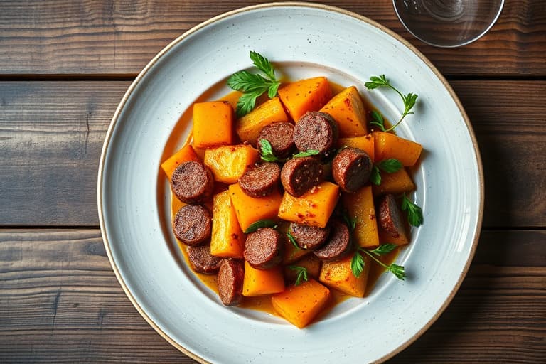 Chorizo, ovnsbakt butternut- og squashgryte med chili