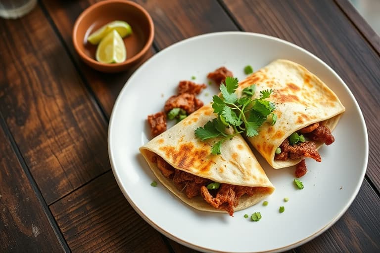 Ristet hvitløk og carnitas quesadillas