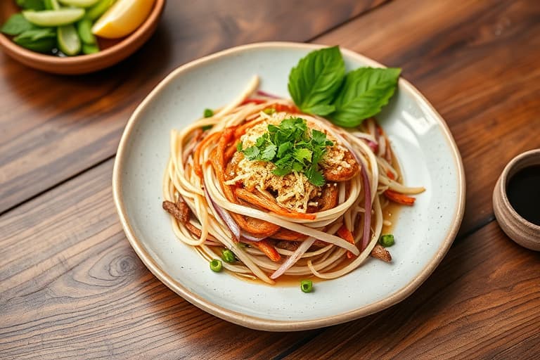 Asiatisk stekt kylling og Pho-slaw