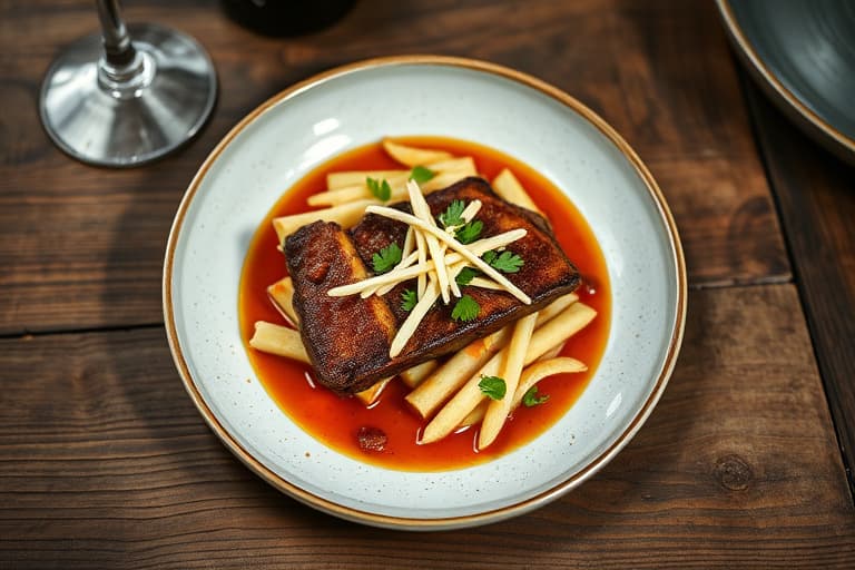 Buffalo-medaljong med karamellisert blomkål, hvitvinsdemi og hvit trøffel