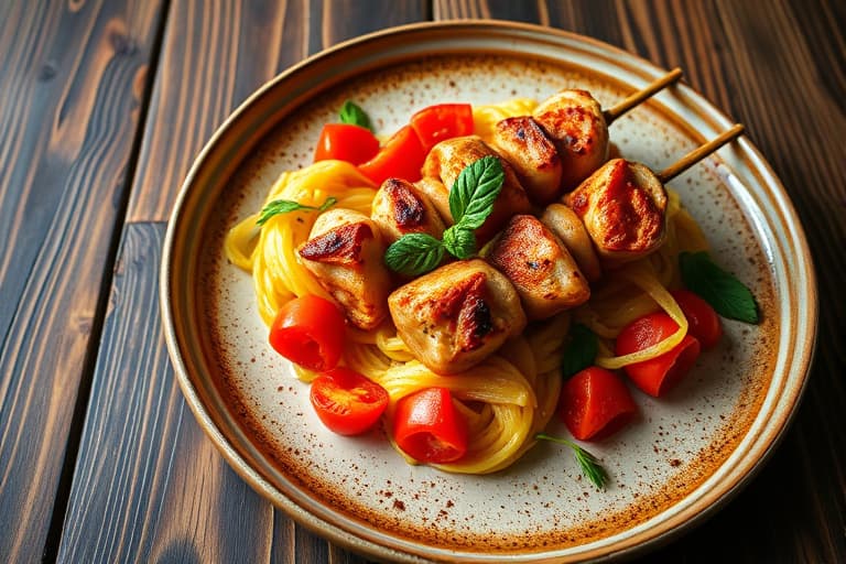 Biff og paprika En brochette