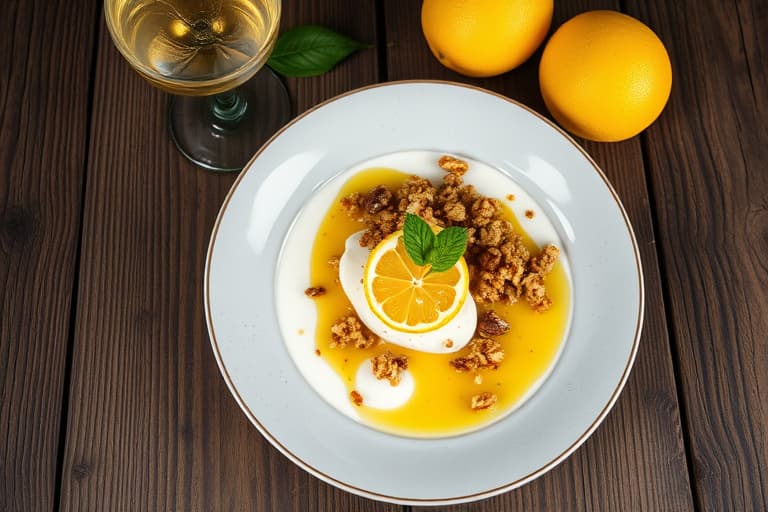 Sitron-yogurt med bær-sirup og hjemmelaget granola