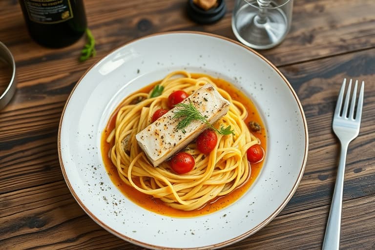 Blekkfiskblekksprut-tagliatelle med blekksprut og hvitvins-tomatsaus